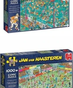 Jumbo Jan Van Haasteren Sportpuzzelbundel - 2 Stuks - Hockey Kampioenschappen 1000 Stukjes & WK Vrouwenvoetbal 1000 Stukjes