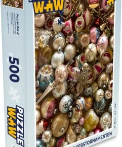 PuzzleWow Puzzel Een Set Vintage Kerstornamenten - Legpuzzel - Puzzel 500 Stukjes - Kerst - Cadeau - Kerstcadeau Voor Mannen, Vrouwen En Kinderen - Sinterklaas Cadeautjes - Sinterklaas Voor Grote Kinderen