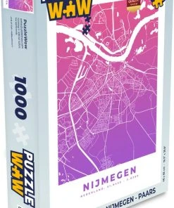 PuzzleWow Puzzel Stadskaart - Nijmegen - Paars - Legpuzzel - Puzzel 1000 Stukjes Volwassenen - Plattegrond - Sinterklaas Cadeautjes - Sinterklaas Voor Grote Kinderen
