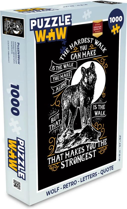PuzzleWow Puzzel Wolf - Retro - Letters - Quote - Legpuzzel - Puzzel 1000 Stukjes Volwassenen - Sinterklaas Cadeautjes - Sinterklaas Voor Grote Kinderen 1 PuzzleWow Puzzel Wolf - Retro - Letters - Quote - Legpuzzel - Puzzel 1000 Stukjes Volwassenen - Sinterklaas Cadeautjes - Sinterklaas Voor Grote Kinderen