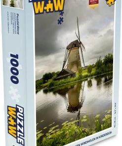 PuzzleWow Puzzel Donkere Wolken Boven Een Windmolen In Kinderdijk - Legpuzzel - Puzzel 1000 Stukjes Volwassenen - Sinterklaas Cadeautjes - Sinterklaas Voor Grote Kinderen