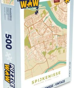 PuzzleWow Puzzel Kaart - Spijkenisse - Vintage - Legpuzzel - Puzzel 500 Stukjes - Sinterklaas Cadeautjes - Sinterklaas Voor Grote Kinderen