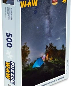 PuzzleWow Puzzel Mensen Kamperen Onder Een Sterrenhemel In Indonesië - Legpuzzel - Puzzel 500 Stukjes - Sinterklaas Cadeautjes - Sinterklaas Voor Grote Kinderen