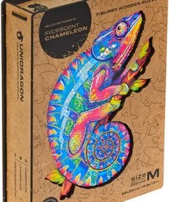 UNIDRAGON Houten Puzzel Dier - Regenboogkleurige Kameleon - 202 Stukjes - Medium 26x33 Cm -Goedkope puzzels winkel 534x840 1