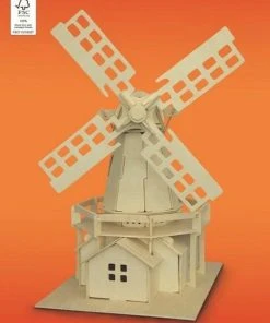 Merkloos Bouwpakket 3D Puzzel Windmolen - Hout