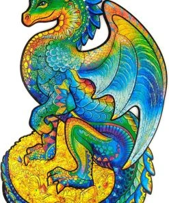 UNIDRAGON Houten Puzzel Dier - Beschermende Draak - 330 Stukjes - King Size 27x44 Cm