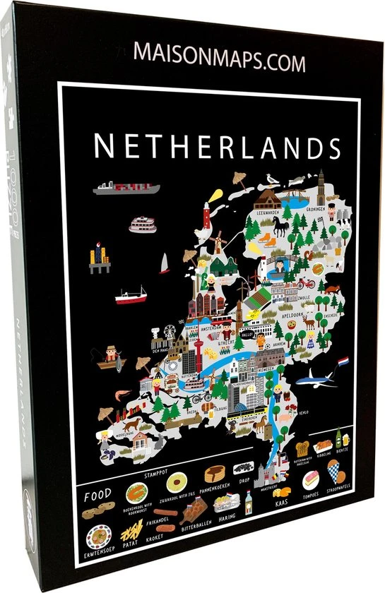 Puzzel Van Nederland | 1000 Stukjes | 68x48 Cm | Familiepuzzel | Jigsaw | Legpuzzel | Maison Maps 1 Puzzel Van Nederland | 1000 Stukjes | 68x48 Cm | Familiepuzzel | Jigsaw | Legpuzzel | Maison Maps