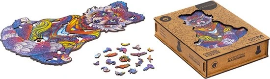 UNIDRAGON Houten Puzzel Dier - Uitstralende Wasbeer - 196 Stukjes - Medium 24x32 Cm 9 UNIDRAGON Houten Puzzel Dier - Uitstralende Wasbeer - 196 Stukjes - Medium 24x32 Cm - Afbeelding 9