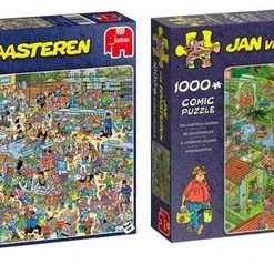 Jan Van Haasteren Puzzelbundel - 2 Stuks - De Drogisterij 1000 Stukjes & Volkstuintjes 1000 Stukjes -Goedkope puzzels winkel 550x238