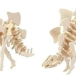 Merkloos 2x Houten Bouwpakketten Dinosaurus Stegosaurus - 3D Puzzel Dino Speelgoed