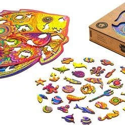 UNIDRAGON Houten Puzzel Dier - Glanzende Vis - 331 Stukjes - King Size 40x31 Cm -Goedkope puzzels winkel 550x247