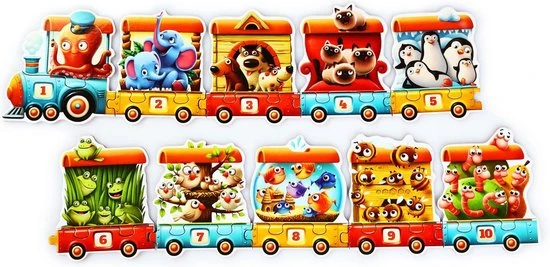 Puzzlika Puzzel - Dieren Trein - 10x 2 Stukjes 3 Puzzlika Puzzel - Dieren Trein - 10x 2 Stukjes - Afbeelding 3
