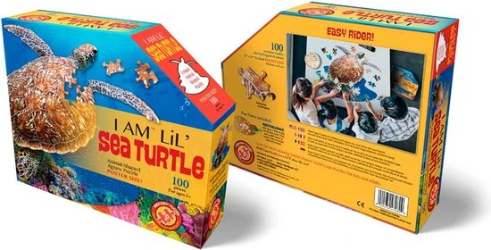 I AM Lil' Puzzle Jr.: SEA TURTLE 83.82x60.96cm, 100pcs, In Doos 25.40x30.48x7.62cm, Madd Capp Puzzle, 5+ 7 I AM Lil' Puzzle Jr.: SEA TURTLE 83.82x60.96cm, 100pcs, In Doos 25.40x30.48x7.62cm, Madd Capp Puzzle, 5+ - Afbeelding 7