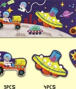 MiDeer Pinwheel Hoge Kwaliteit Mijn Eerste Lange Puzzel 94*21CM 30 Extra Grote En Dikke Stuks - Ruimte: Ruimteschip + Raket + Constellatie + Satelliet - Vloer Puzzel Voor 2 Jaar+ - Vloer Puzzel Voor Peuter Vanaf 2 Jaar -Goedkope puzzels winkel 550x290