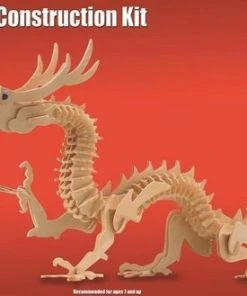 Merkloos Bouwpakket 3D Puzzel Draak - Hout