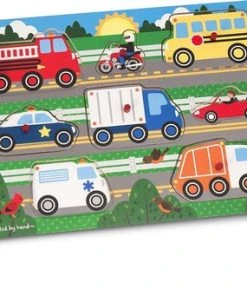 Melissa & Doug - Wooden Peg Puzzle - Vehicles -Goedkope puzzels winkel 550x341 2