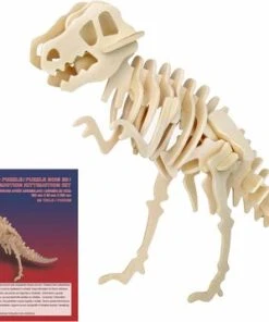 Merkloos Houten Dieren 3D Puzzel T-rex Dinosaurus - Speelgoed Bouwpakket 38,2 X 9 X 28,5 Cm