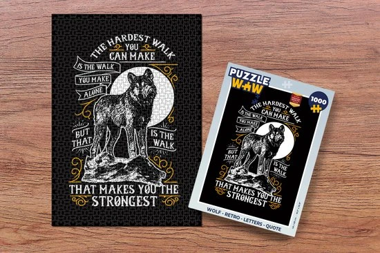 PuzzleWow Puzzel Wolf - Retro - Letters - Quote - Legpuzzel - Puzzel 1000 Stukjes Volwassenen - Sinterklaas Cadeautjes - Sinterklaas Voor Grote Kinderen 2 PuzzleWow Puzzel Wolf - Retro - Letters - Quote - Legpuzzel - Puzzel 1000 Stukjes Volwassenen - Sinterklaas Cadeautjes - Sinterklaas Voor Grote Kinderen - Afbeelding 2