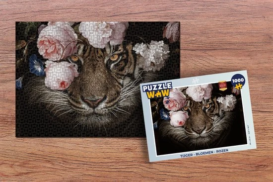 PuzzleWow Puzzel Tijger - Bloemen - Rozen - Legpuzzel - Puzzel 1000 Stukjes Volwassenen - Sinterklaas Cadeautjes - Sinterklaas Voor Grote Kinderen 2 PuzzleWow Puzzel Tijger - Bloemen - Rozen - Legpuzzel - Puzzel 1000 Stukjes Volwassenen - Sinterklaas Cadeautjes - Sinterklaas Voor Grote Kinderen - Afbeelding 2
