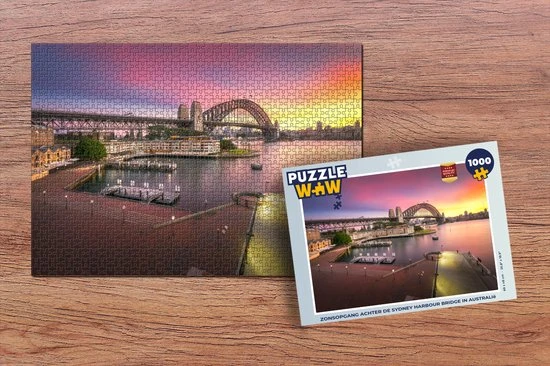 PuzzleWow Puzzel Zonsopgang Achter De Sydney Harbour Bridge In Australië - Legpuzzel - Puzzel 1000 Stukjes Volwassenen - Sinterklaas Cadeautjes - Sinterklaas Voor Grote Kinderen 2 PuzzleWow Puzzel Zonsopgang Achter De Sydney Harbour Bridge In Australië - Legpuzzel - Puzzel 1000 Stukjes Volwassenen - Sinterklaas Cadeautjes - Sinterklaas Voor Grote Kinderen - Afbeelding 2