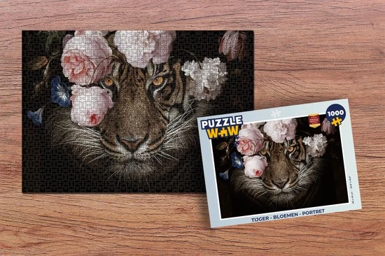 PuzzleWow Puzzel Tijger - Bloemen - Portret - Legpuzzel - Puzzel 1000 Stukjes Volwassenen - Sinterklaas Cadeautjes - Sinterklaas Voor Grote Kinderen 2 PuzzleWow Puzzel Tijger - Bloemen - Portret - Legpuzzel - Puzzel 1000 Stukjes Volwassenen - Sinterklaas Cadeautjes - Sinterklaas Voor Grote Kinderen - Afbeelding 2