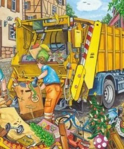 Schmidt Puzzel Vuilniswagen, Sleepwagen, Schoonmaakauto - 3 X 24 Stukjes - 3+ -Goedkope puzzels winkel 550x371 2