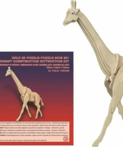 Merkloos Houten 3D Savanne Dieren Puzzel Set Giraffe En Olifant - Speelgoed Bouwpakketten -Goedkope puzzels winkel 550x383 1