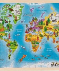 Goki Legpuzzel Wereldkaart Hout 192-delig