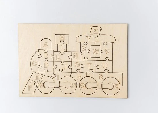 Wood'n Laser Design Houten Alfabet Puzzel / Houten Puzzel Met Vorm Als Locomotief / Locomotief Puzzel / Alfabet Puzzel 1 Wood'n Laser Design Houten Alfabet Puzzel / Houten Puzzel Met Vorm Als Locomotief / Locomotief Puzzel / Alfabet Puzzel