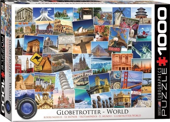 Eurographics Puzzel World - Globetrotter - 1000 Stukjes 1 Eurographics Puzzel World - Globetrotter - 1000 Stukjes