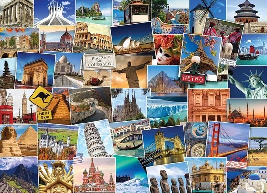 Eurographics Puzzel World - Globetrotter - 1000 Stukjes 4 Eurographics Puzzel World - Globetrotter - 1000 Stukjes - Afbeelding 4