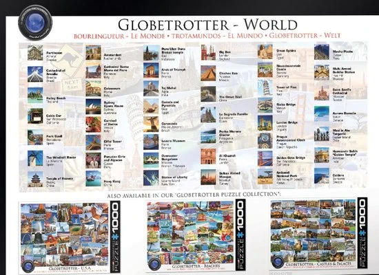 Eurographics Puzzel World - Globetrotter - 1000 Stukjes 5 Eurographics Puzzel World - Globetrotter - 1000 Stukjes - Afbeelding 5