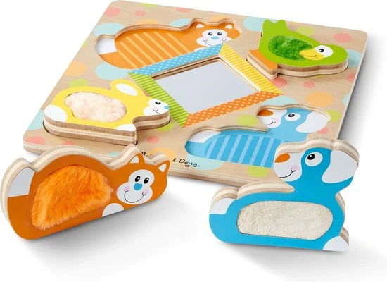 Melissa & Doug First Play Touch & Feel Houten Kiekeboe Dierenpuzzel Met Spiegel 2 Melissa & Doug First Play Touch & Feel Houten Kiekeboe Dierenpuzzel Met Spiegel - Afbeelding 2