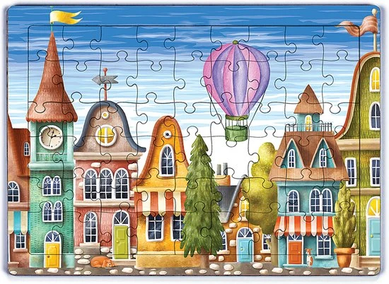 KING Of PUZZLE Sprookjesstad Houten Puzzel 54 Stukjes 2 KING Of PUZZLE Sprookjesstad Houten Puzzel 54 Stukjes - Afbeelding 2