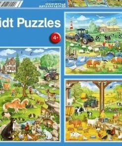Schmidt Puzzel Boerderij, 3 X 48 Stukjes - Puzzel