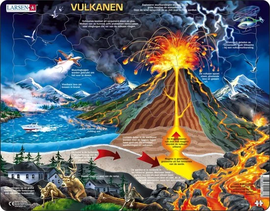 Larsen Legpuzzel Maxi Vulkanen 70 Stukjes 1 Larsen Legpuzzel Maxi Vulkanen 70 Stukjes