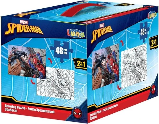 Luna Kleurpuzzel 2-in-1 Spider-man Junior 50 X 35 Cm 4-delig 1 Luna Kleurpuzzel 2-in-1 Spider-man Junior 50 X 35 Cm 4-delig