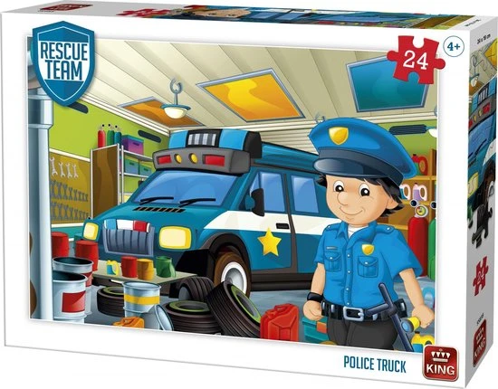 King Kinderpuzzel POLICE TRUCK 24 Stukjes 1 King Kinderpuzzel POLICE TRUCK 24 Stukjes