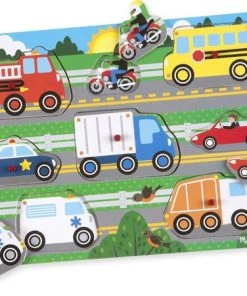 Melissa & Doug - Wooden Peg Puzzle - Vehicles -Goedkope puzzels winkel 550x437 4