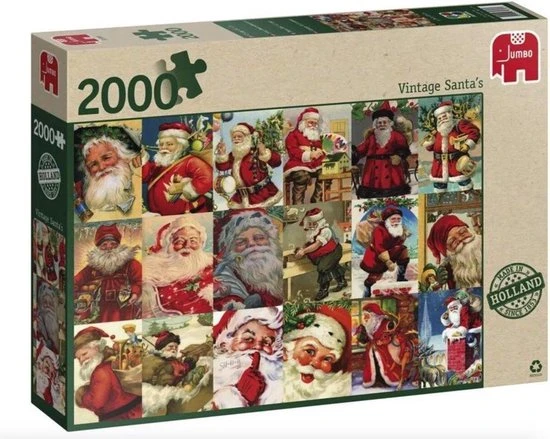 Jumbo Premium Collection Puzzel Vintage Santa's - Legpuzzel - 2000 Stukjes 1 Jumbo Premium Collection Puzzel Vintage Santa's - Legpuzzel - 2000 Stukjes