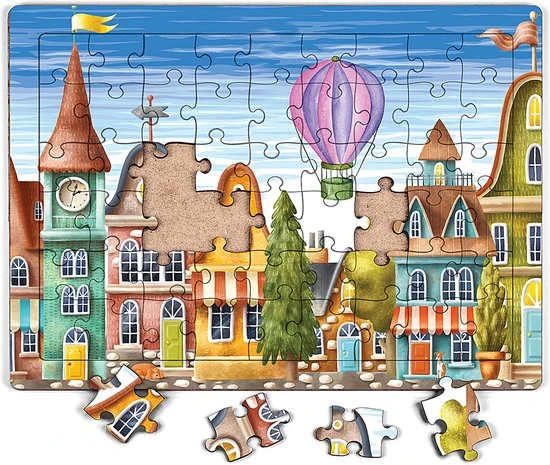 KING Of PUZZLE Sprookjesstad Houten Puzzel 54 Stukjes 1 KING Of PUZZLE Sprookjesstad Houten Puzzel 54 Stukjes