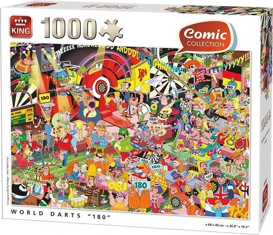 King Legpuzzel World Darts - Funny Comic - 1000 Stukjes 1 King Legpuzzel World Darts - Funny Comic - 1000 Stukjes