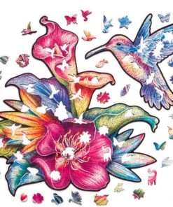 UNIDRAGON Houten Puzzel Dier - Ongrijpbare Kolibri - 300 Stukjes - King Size 48x37 Cm -Goedkope puzzels winkel 550x492 3