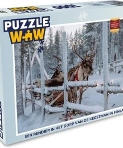 PuzzleWow Puzzel Een Rendier In Het Dorp Van De Kerstman In Finland - Legpuzzel - Puzzel 1000 Stukjes Volwassenen - Kerst - Cadeau - Kerstcadeau Voor Mannen, Vrouwen En Kinderen - Sinterklaas Cadeautjes - Sinterklaas Voor Grote Kinderen