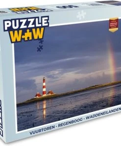 PuzzleWow Puzzel Vuurtoren - Regenboog - Waddeneilanden - Legpuzzel - Puzzel 500 Stukjes - Sinterklaas Cadeautjes - Sinterklaas Voor Grote Kinderen
