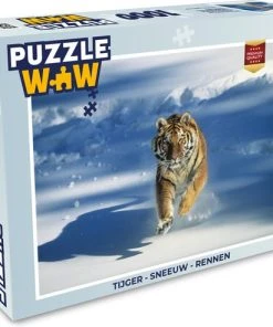 PuzzleWow Puzzel Tijger - Sneeuw - Rennen - Legpuzzel - Puzzel 1000 Stukjes Volwassenen - Sinterklaas Cadeautjes - Sinterklaas Voor Grote Kinderen