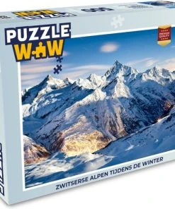 PuzzleWow Puzzel Zwitserse Alpen Tijdens De Winter - Legpuzzel - Puzzel 500 Stukjes - Sinterklaas Cadeautjes - Sinterklaas Voor Grote Kinderen