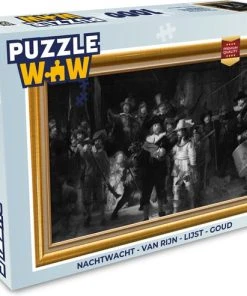 PuzzleWow Puzzel Nachtwacht - Van Rijn - Lijst - Goud - Legpuzzel - Puzzel 1000 Stukjes Volwassenen - Sinterklaas Cadeautjes - Sinterklaas Voor Grote Kinderen