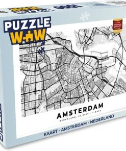 PuzzleWow Puzzel Kaart - Amsterdam - Nederland - Legpuzzel - Puzzel 1000 Stukjes Volwassenen - Sinterklaas Cadeautjes - Sinterklaas Voor Grote Kinderen