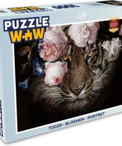 PuzzleWow Puzzel Tijger - Bloemen - Portret - Legpuzzel - Puzzel 1000 Stukjes Volwassenen - Sinterklaas Cadeautjes - Sinterklaas Voor Grote Kinderen